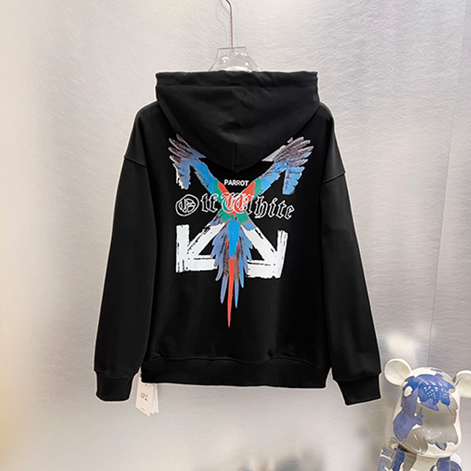 off white colorful parrot arrow hoodie